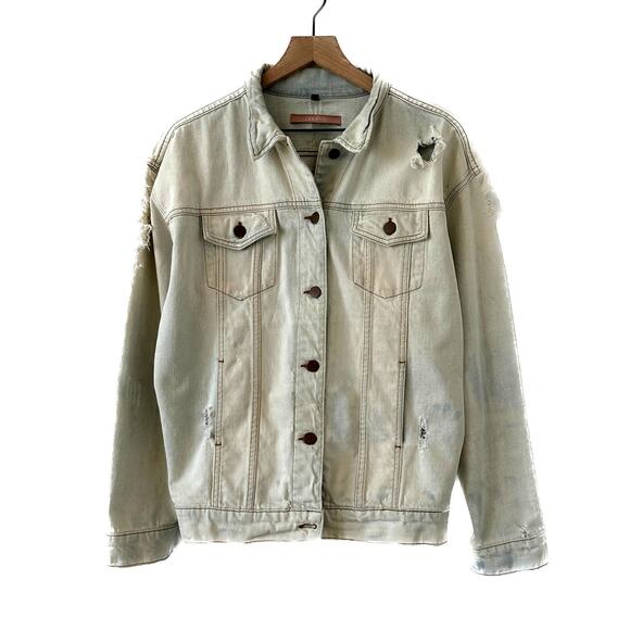 J Brand Distressed Light Wash Denim Jacket Size M - Picture 10 of 10